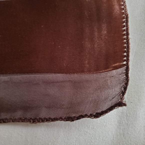 Vintage Prada Milano Logo Stripled Brown & Gold Silk Chiffon Scarf - Picture 6 of 6